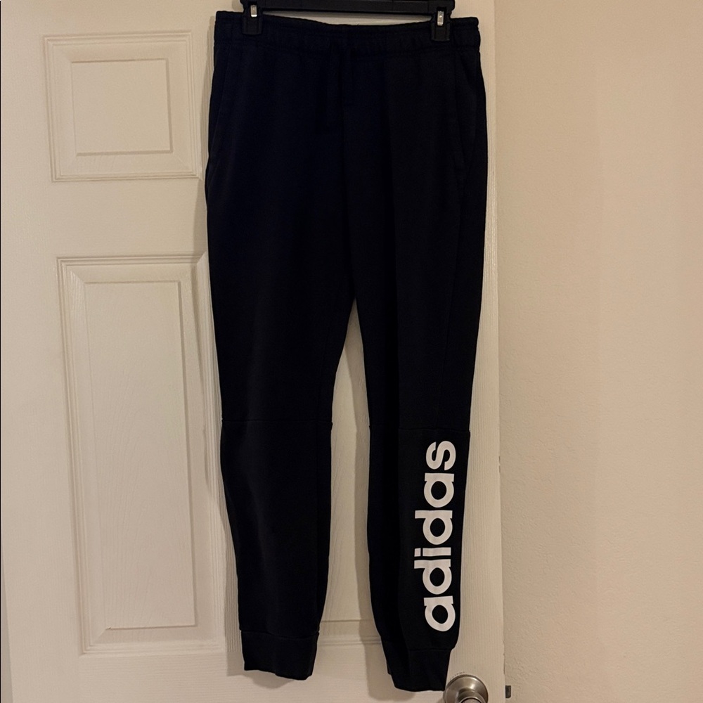 Adidas Kids Black Sweatpants with White Logo